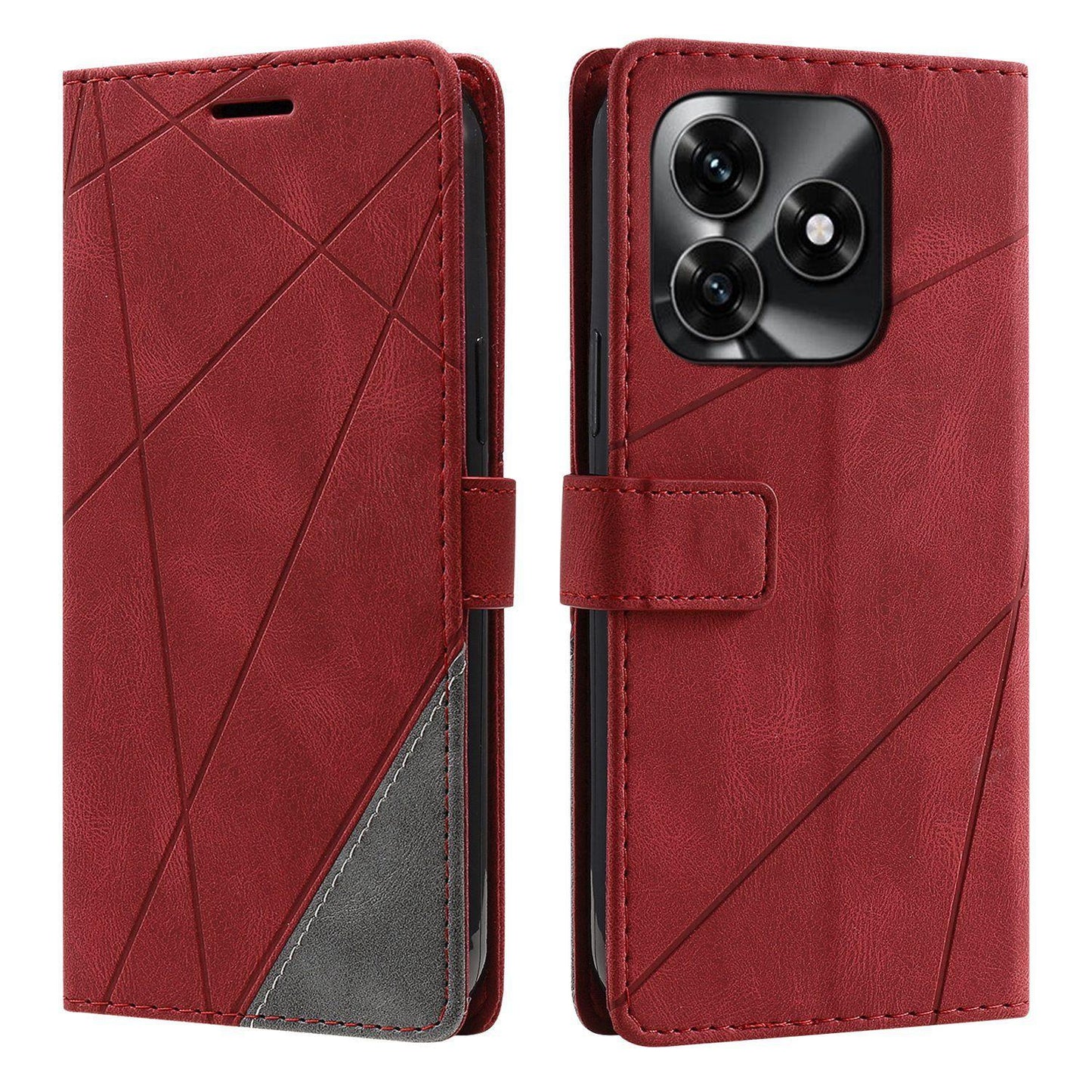 For Honor X5c / X5c Plus 4G / Play 10A 4G Skin Feel Splicing Leather Phone Case(Red)