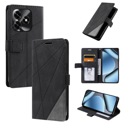 For Honor X5c / X5c Plus 4G / Play 10A 4G Skin Feel Splicing Leather Phone Case(Black)
