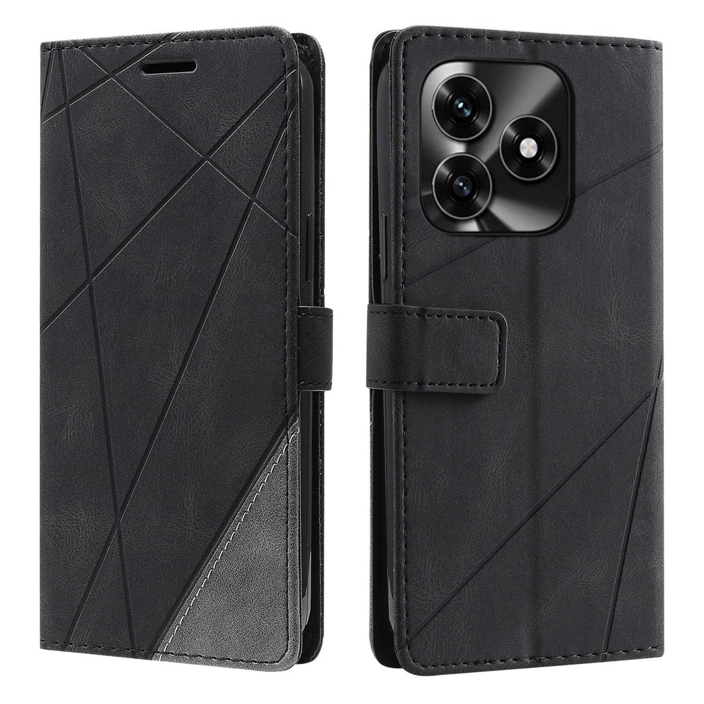 For Honor X5c / X5c Plus 4G / Play 10A 4G Skin Feel Splicing Leather Phone Case(Black)