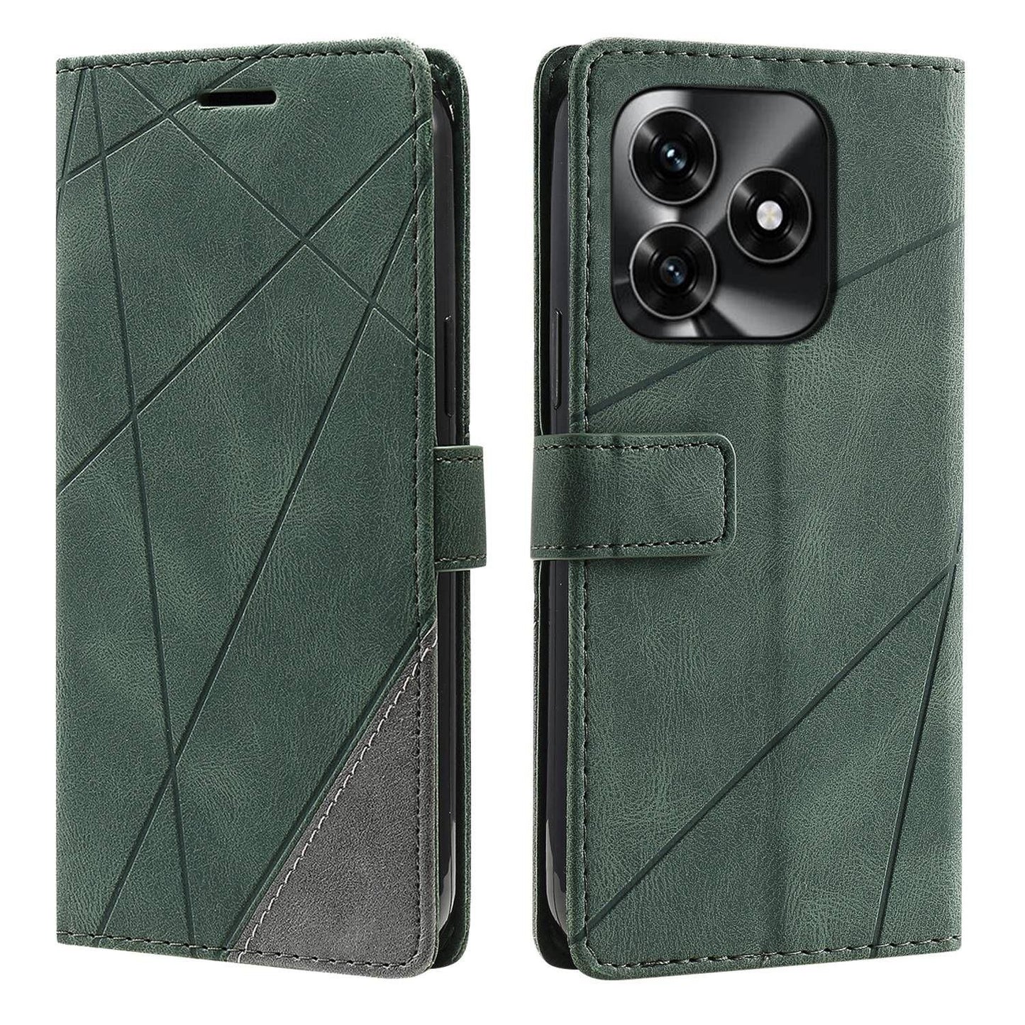 For Honor X5c / X5c Plus 4G / Play 10A 4G Skin Feel Splicing Leather Phone Case(Green)