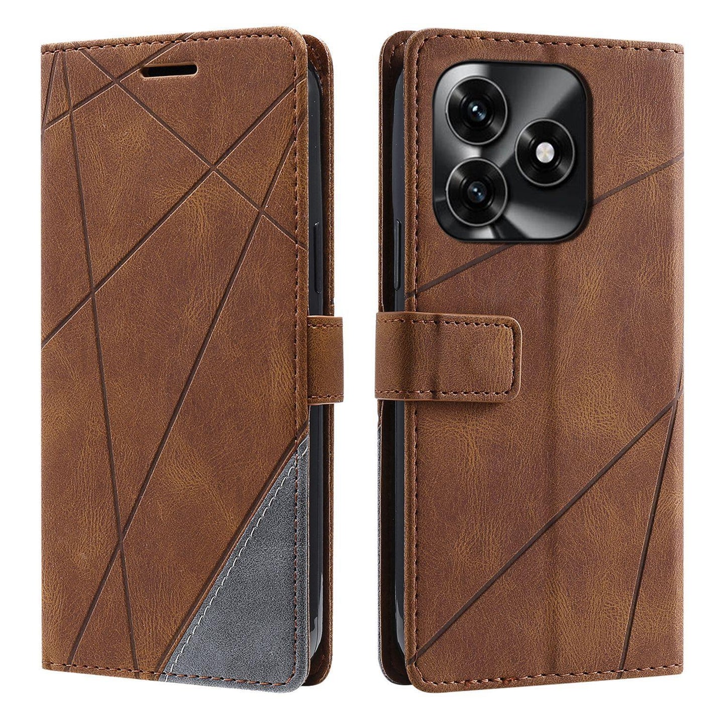 For Honor X5c / X5c Plus 4G / Play 10A 4G Skin Feel Splicing Leather Phone Case(Brown)