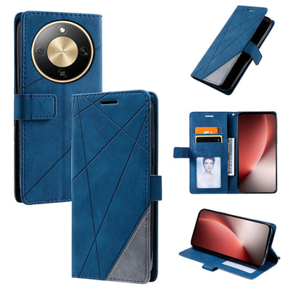 For Honor X9d / Magic8 Lite Skin Feel Splicing Leather Phone Case(Blue)