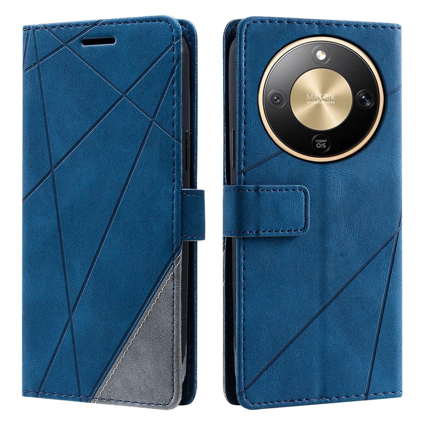 For Honor X9d / Magic8 Lite Skin Feel Splicing Leather Phone Case(Blue)