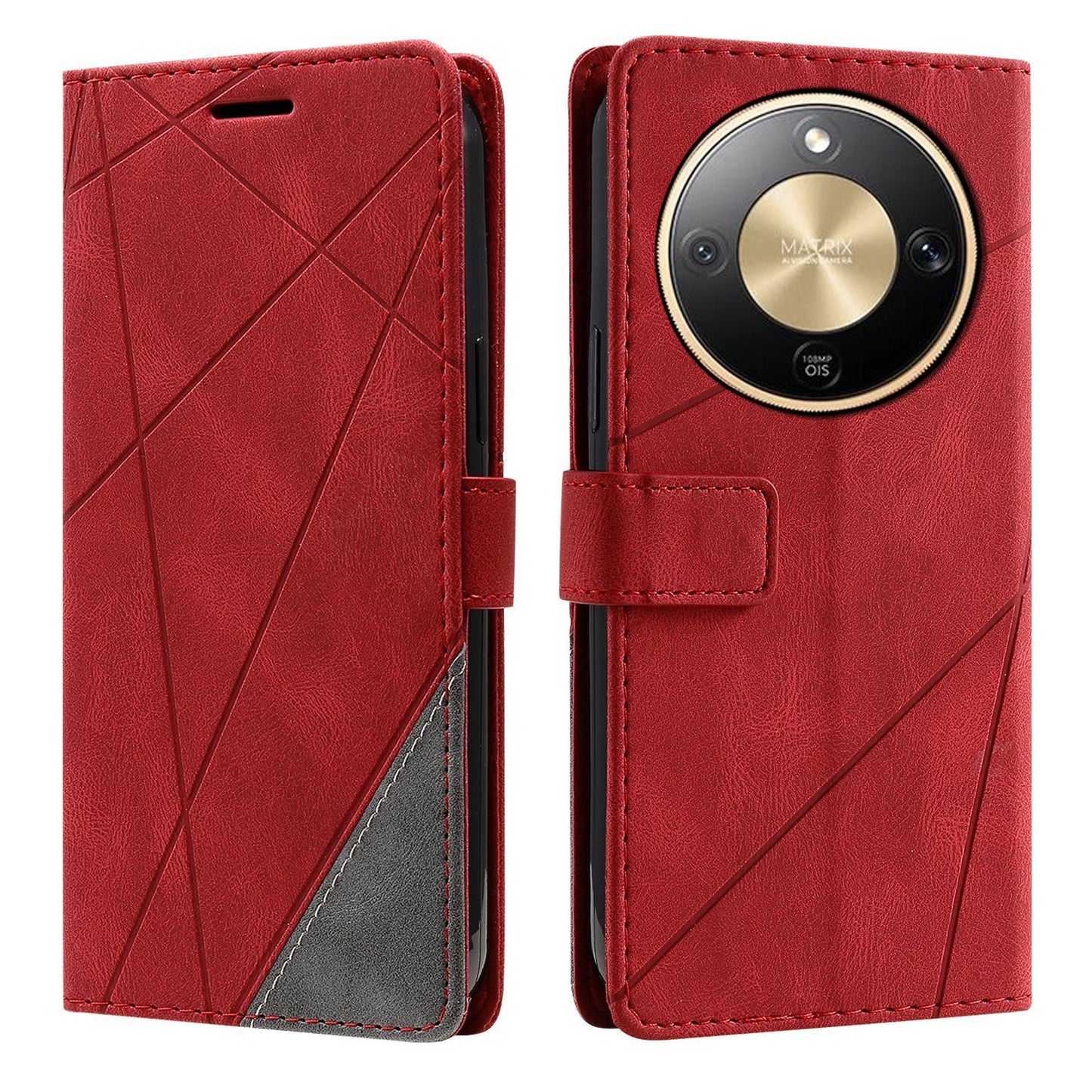 For Honor X9d / Magic8 Lite Skin Feel Splicing Leather Phone Case(Red)
