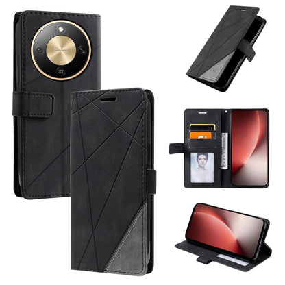 For Honor X9d / Magic8 Lite Skin Feel Splicing Leather Phone Case(Black)