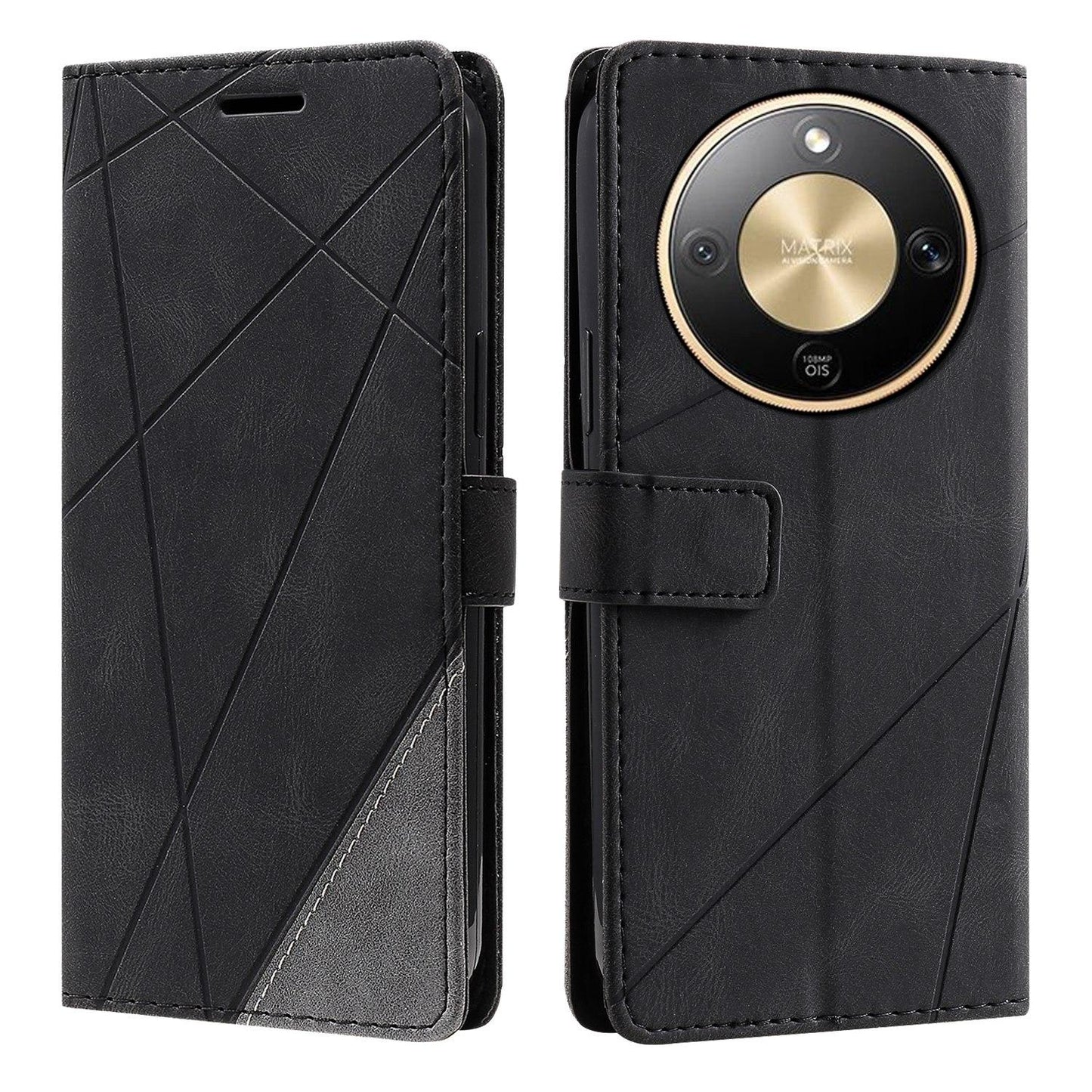 For Honor X9d / Magic8 Lite Skin Feel Splicing Leather Phone Case(Black)