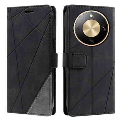 For Honor X9d / Magic8 Lite Skin Feel Splicing Leather Phone Case(Black)