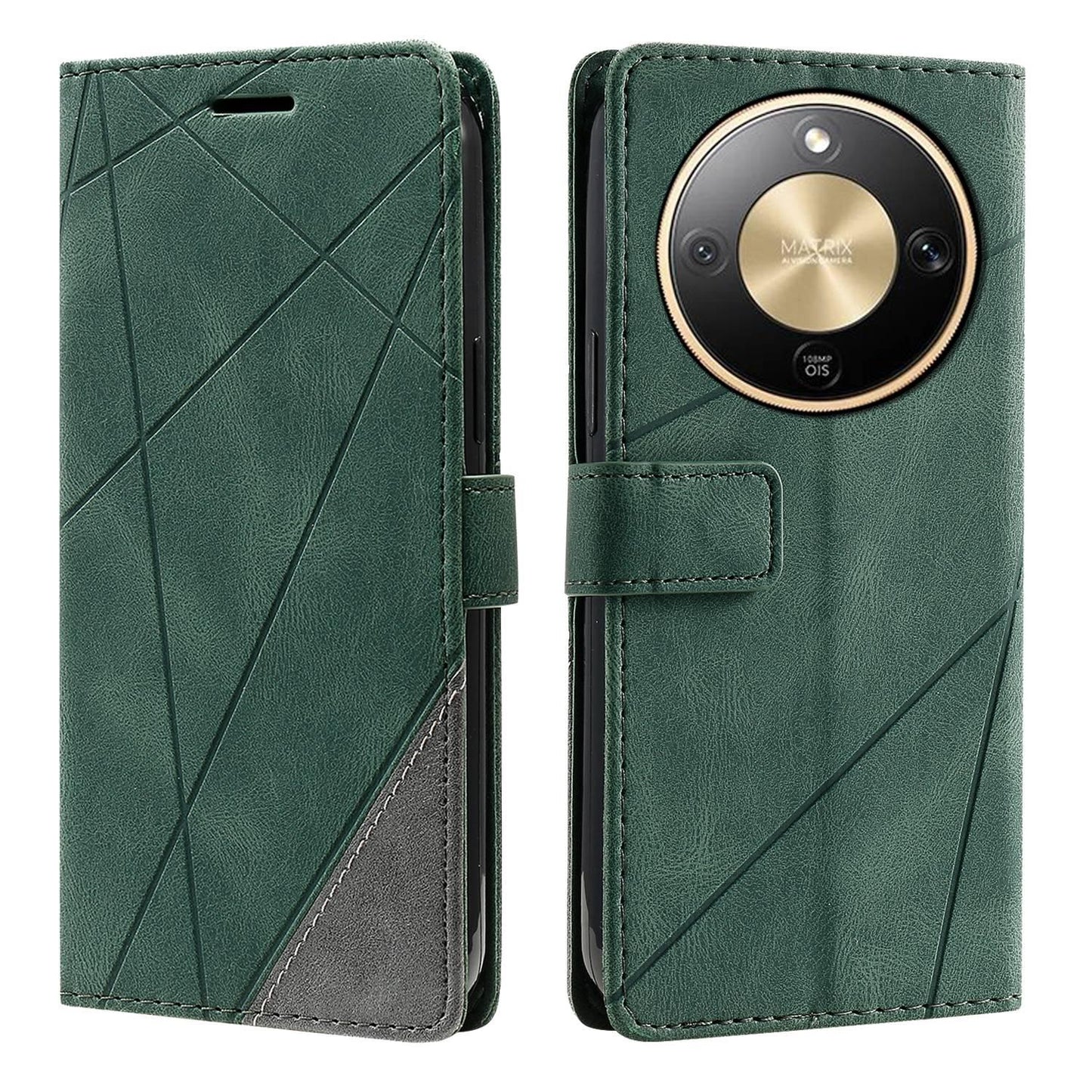 For Honor X9d / Magic8 Lite Skin Feel Splicing Leather Phone Case(Green)