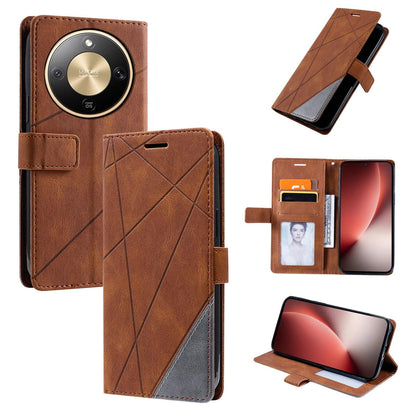 For Honor X9d / Magic8 Lite Skin Feel Splicing Leather Phone Case(Brown)
