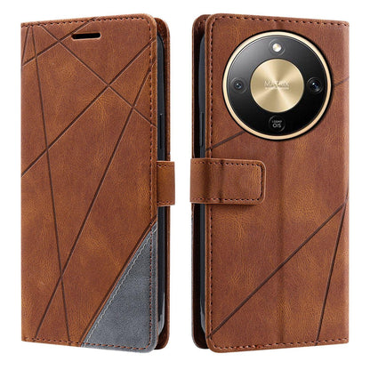For Honor X9d / Magic8 Lite Skin Feel Splicing Leather Phone Case(Brown)