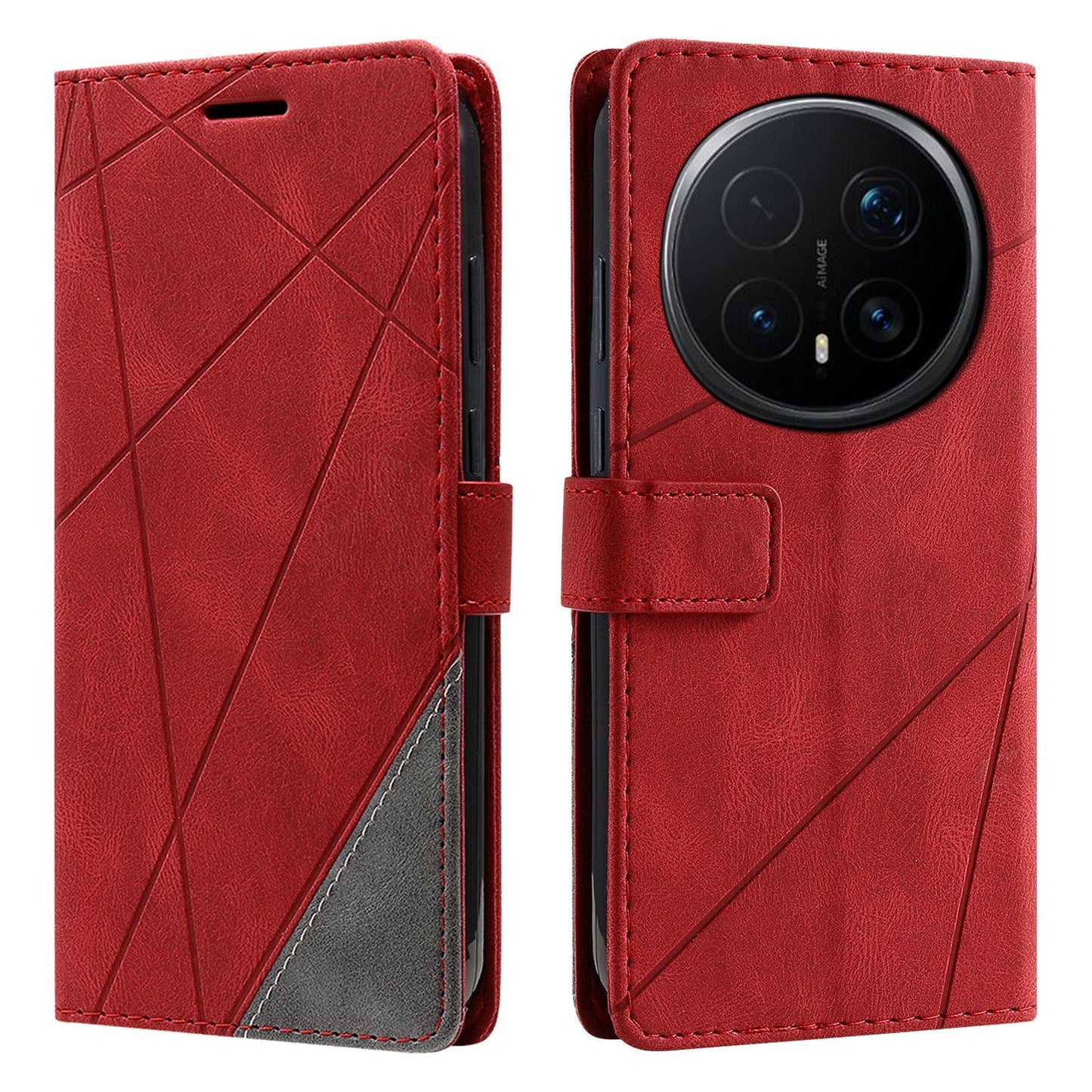 For Honor Magic8 Pro Skin Feel Splicing Leather Phone Case(Red)