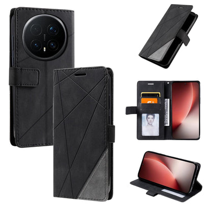 For Honor Magic8 Pro Skin Feel Splicing Leather Phone Case(Black)