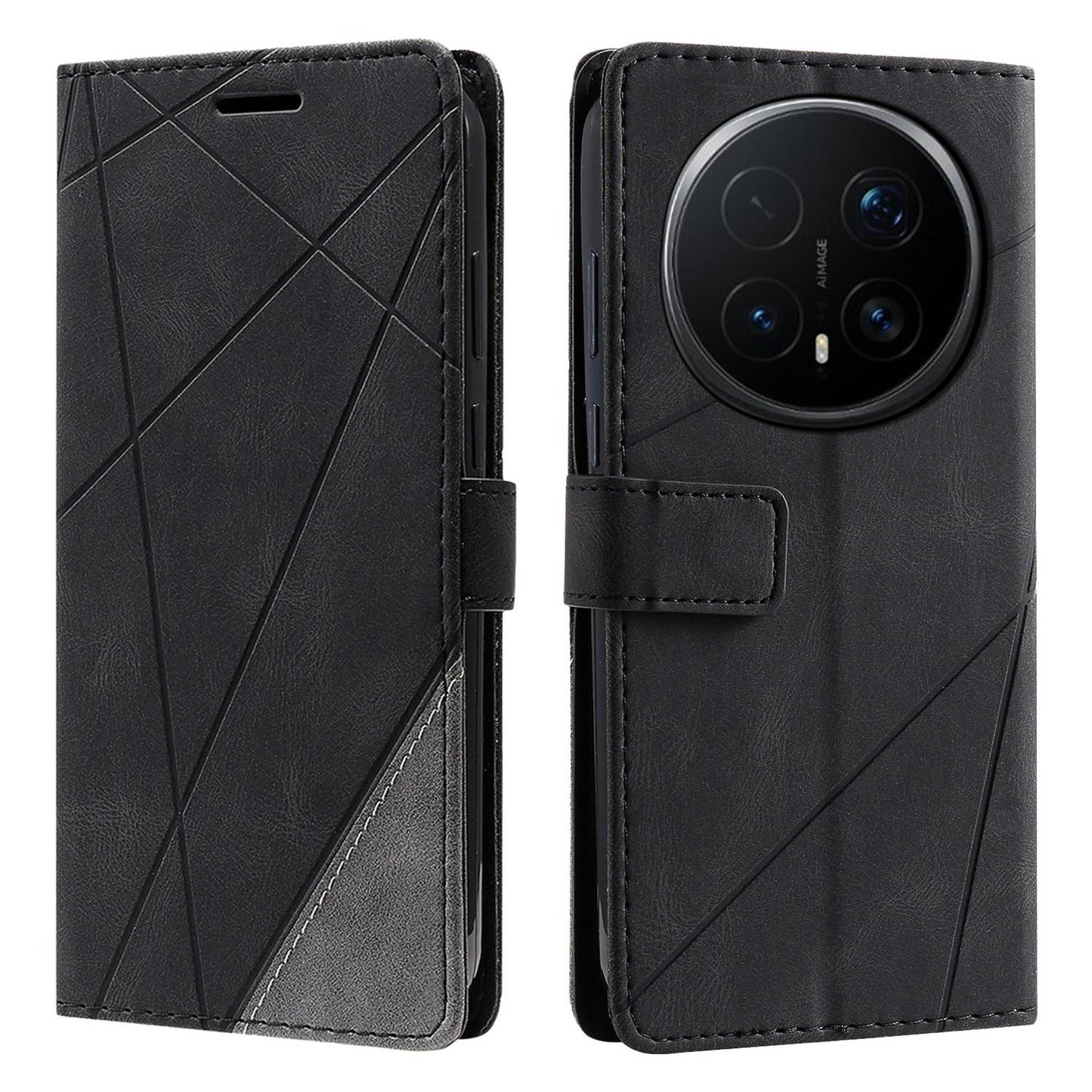 For Honor Magic8 Pro Skin Feel Splicing Leather Phone Case(Black)