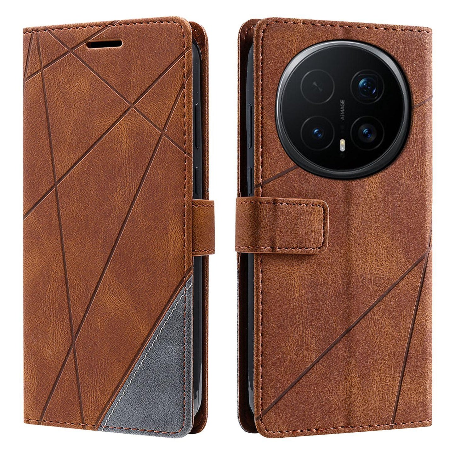 For Honor Magic8 Pro Skin Feel Splicing Leather Phone Case(Brown)