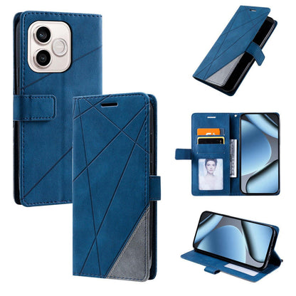 For Honor 600 Lite / 500 Smart Global Skin Feel Splicing Leather Phone Case(Blue)