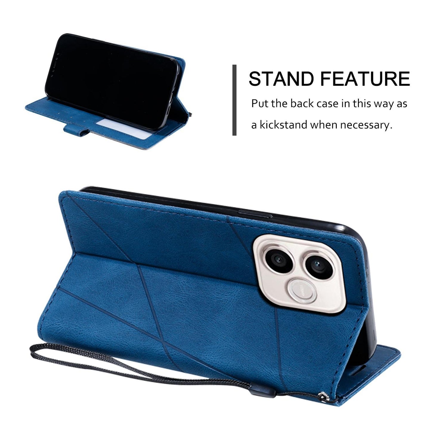 For Honor 600 Lite / 500 Smart Global Skin Feel Splicing Leather Phone Case(Blue)