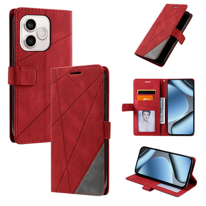 For Honor 600 Lite / 500 Smart Global Skin Feel Splicing Leather Phone Case(Red)