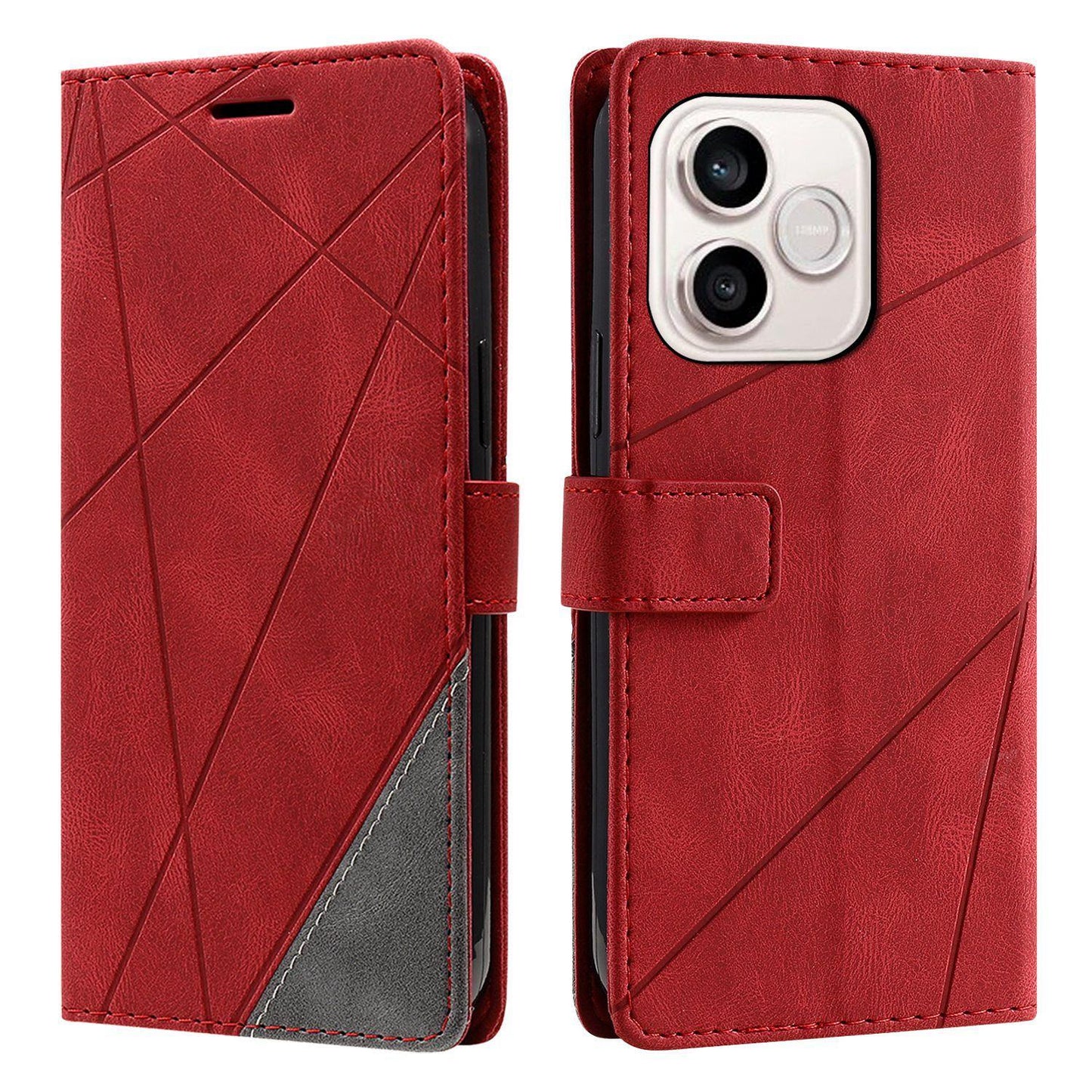 For Honor 600 Lite / 500 Smart Global Skin Feel Splicing Leather Phone Case(Red)