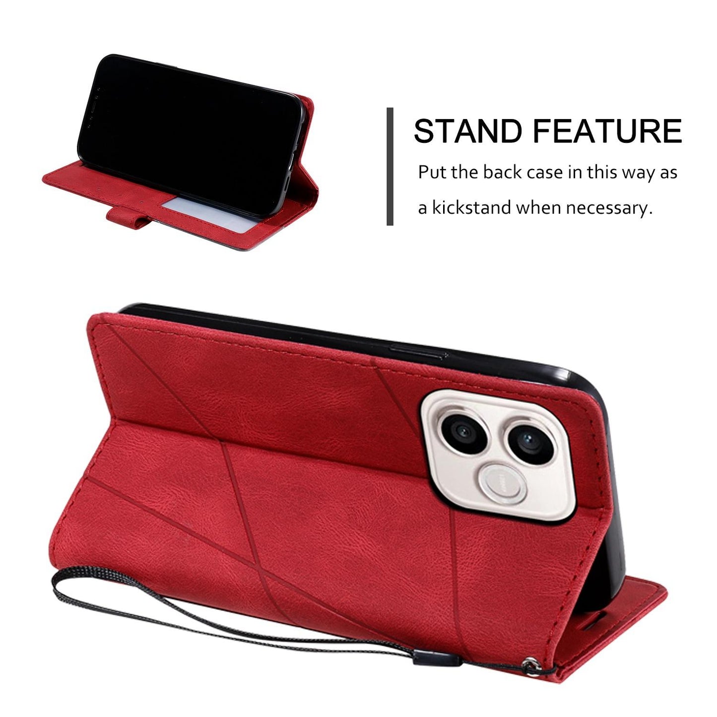 For Honor 600 Lite / 500 Smart Global Skin Feel Splicing Leather Phone Case(Red)