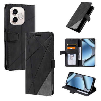 For Honor 600 Lite / 500 Smart Global Skin Feel Splicing Leather Phone Case(Black)