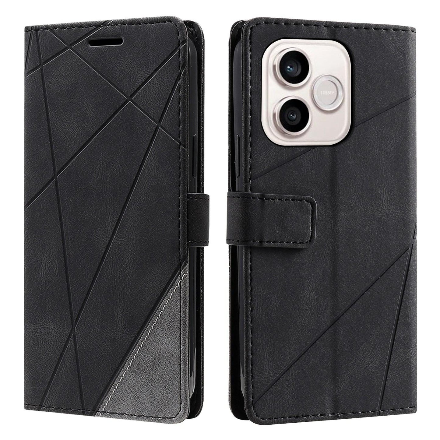 For Honor 600 Lite / 500 Smart Global Skin Feel Splicing Leather Phone Case(Black)