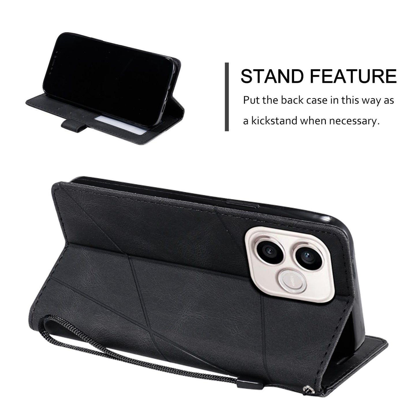 For Honor 600 Lite / 500 Smart Global Skin Feel Splicing Leather Phone Case(Black)