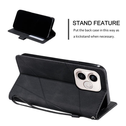 For Honor 600 Lite / 500 Smart Global Skin Feel Splicing Leather Phone Case(Black)