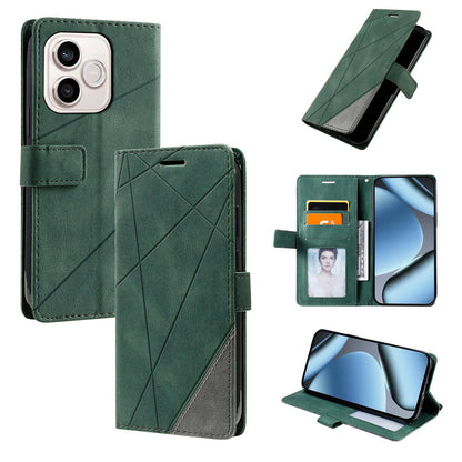 For Honor 600 Lite / 500 Smart Global Skin Feel Splicing Leather Phone Case(Green)