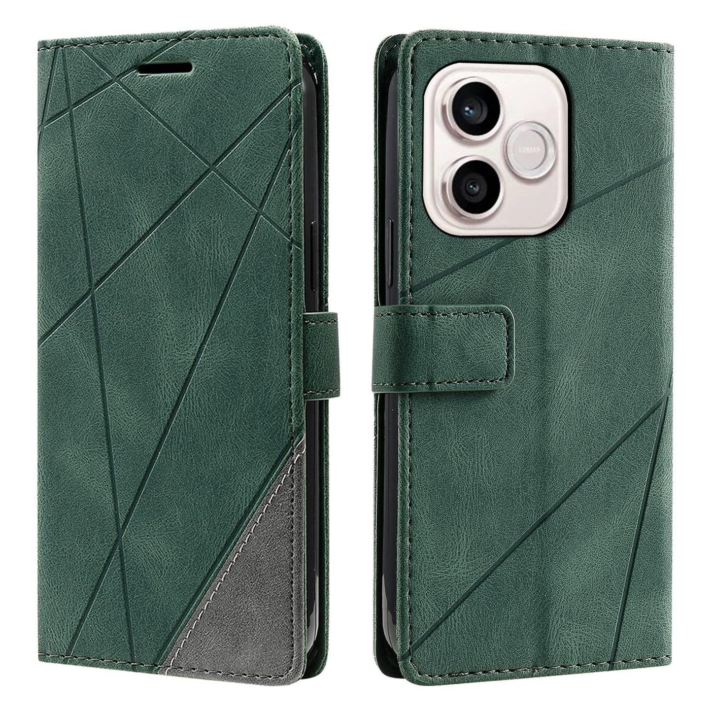 For Honor 600 Lite / 500 Smart Global Skin Feel Splicing Leather Phone Case(Green)