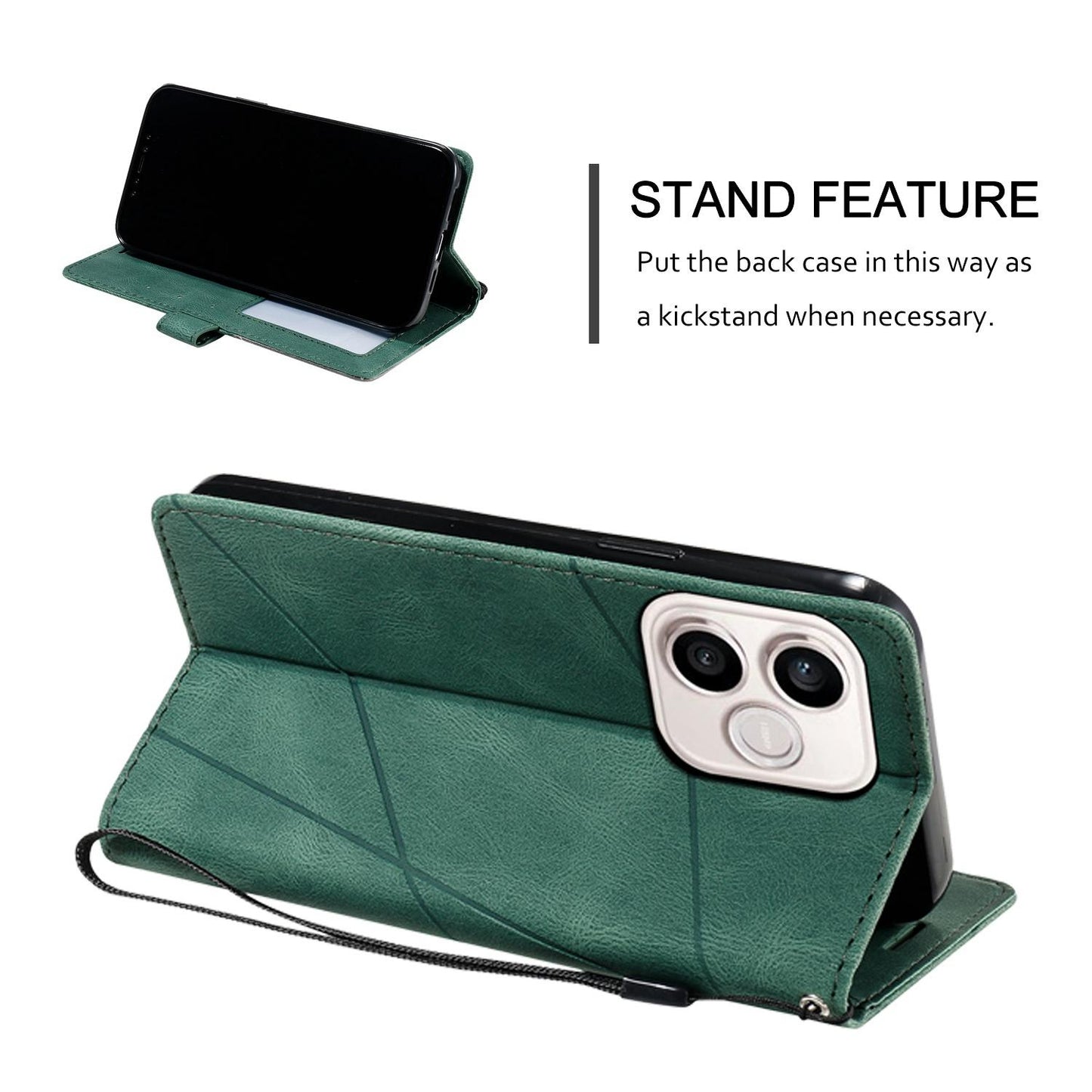 For Honor 600 Lite / 500 Smart Global Skin Feel Splicing Leather Phone Case(Green)