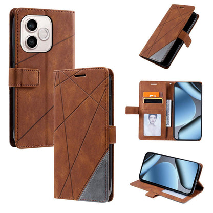 For Honor 600 Lite / 500 Smart Global Skin Feel Splicing Leather Phone Case(Brown)