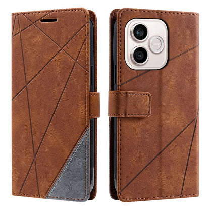 For Honor 600 Lite / 500 Smart Global Skin Feel Splicing Leather Phone Case(Brown)
