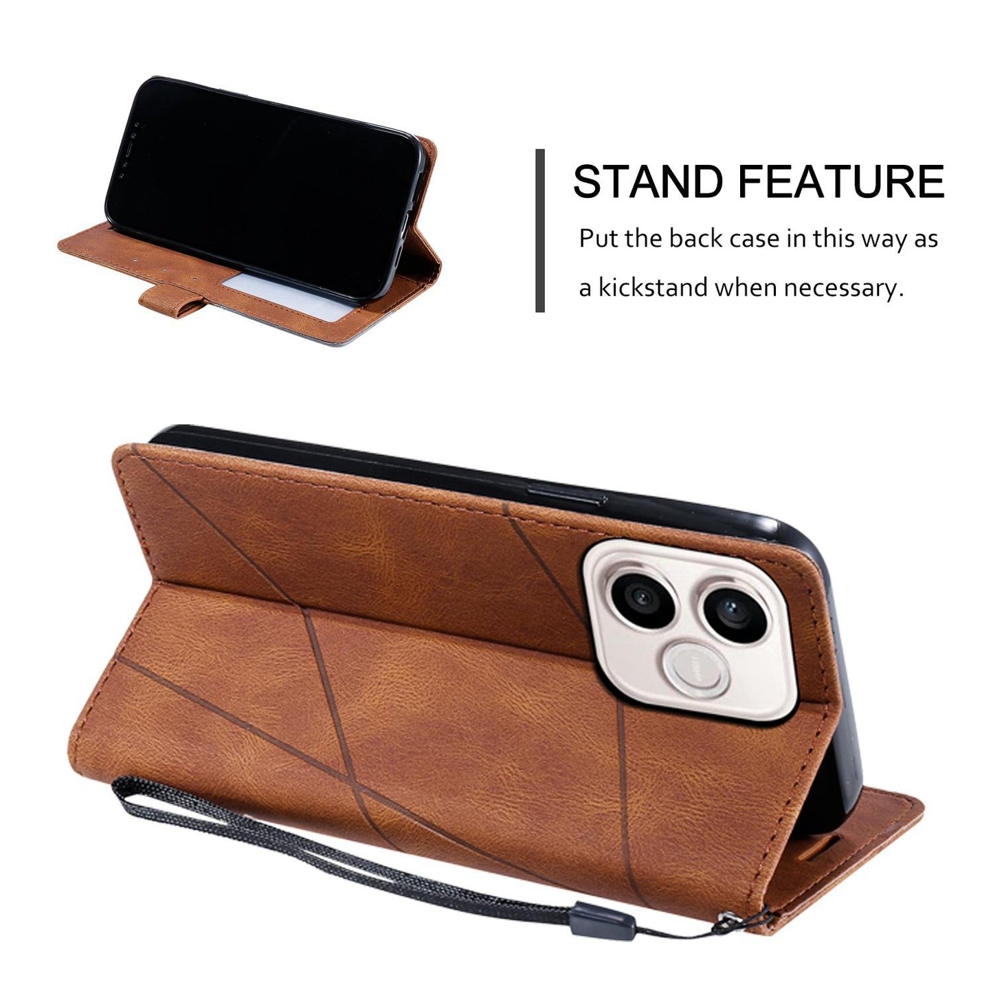 For Honor 600 Lite / 500 Smart Global Skin Feel Splicing Leather Phone Case(Brown)