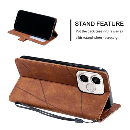 For Honor 600 Lite / 500 Smart Global Skin Feel Splicing Leather Phone Case(Brown)