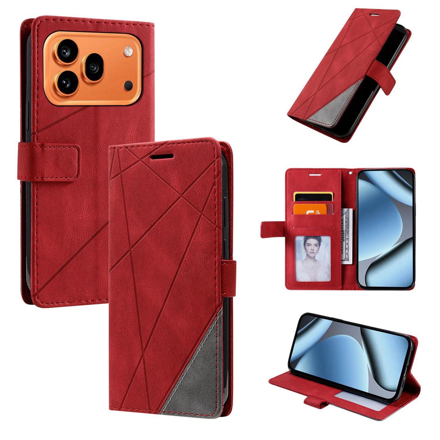 For Honor 600 / 600 Pro Global Skin Feel Splicing Leather Phone Case(Red)