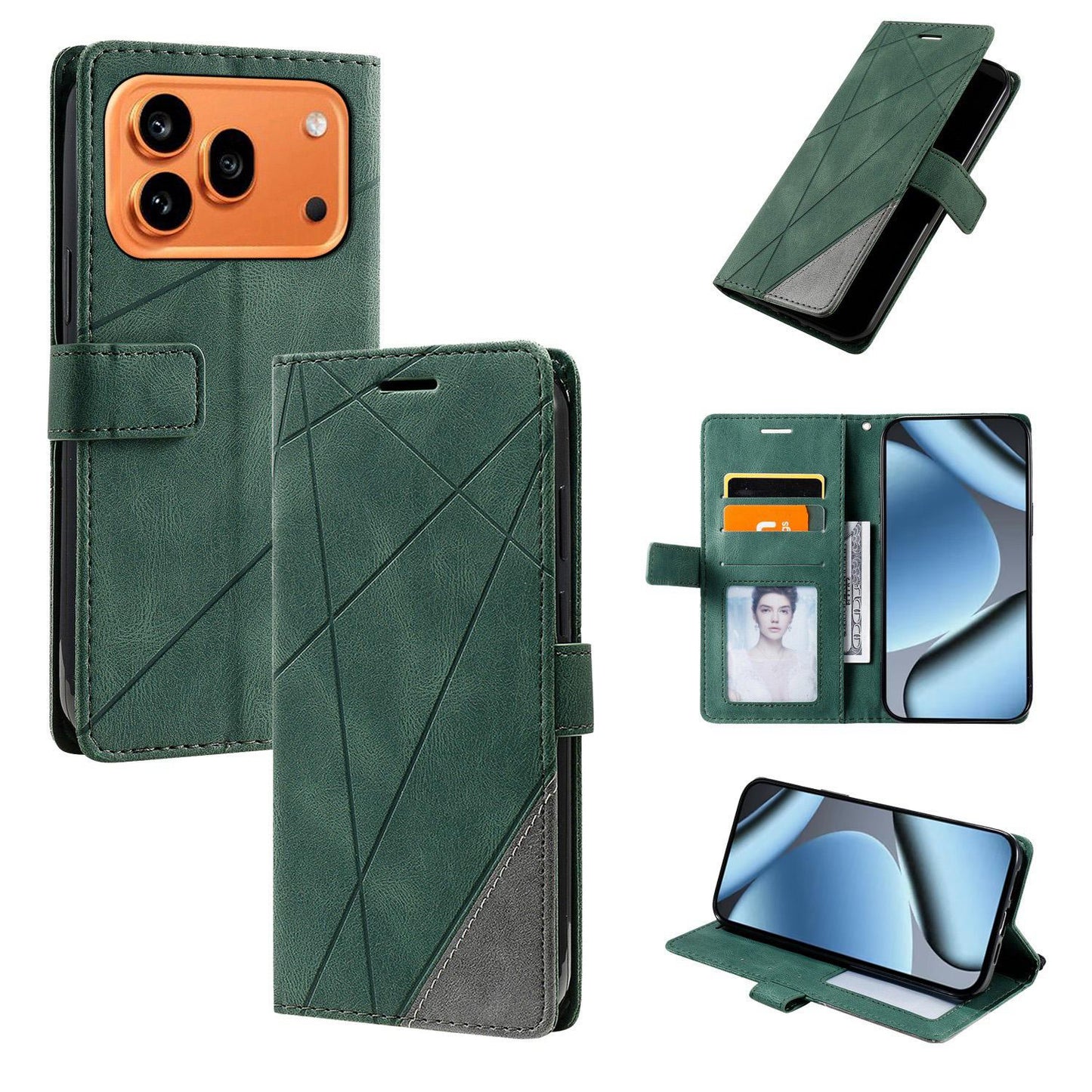 For Honor 600 / 600 Pro Global Skin Feel Splicing Leather Phone Case(Green)