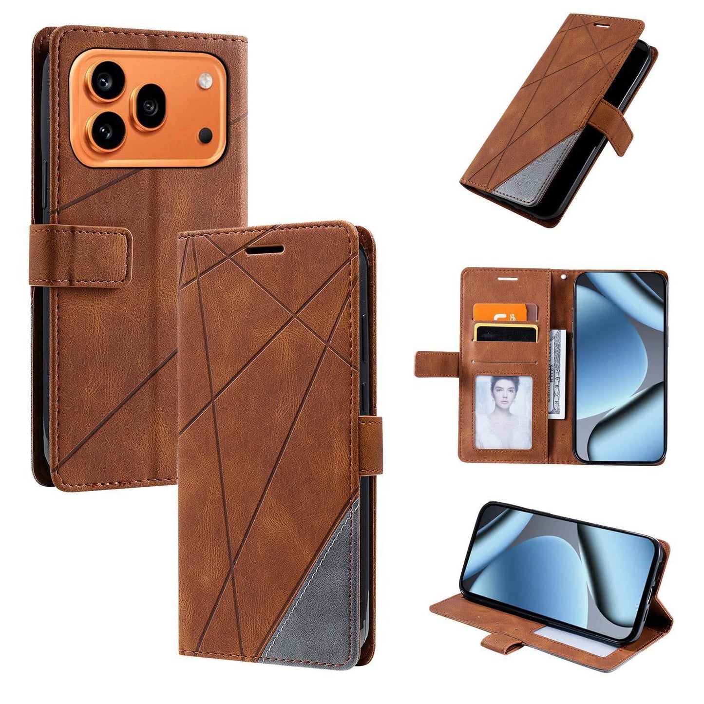 For Honor 600 / 600 Pro Global Skin Feel Splicing Leather Phone Case(Brown)