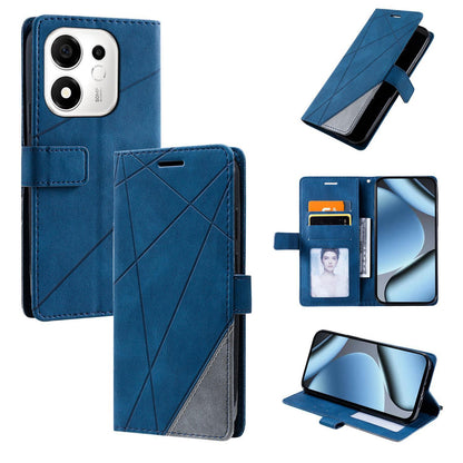 For Honor 600 Smart 5G Skin Feel Splicing Leather Phone Case(Blue)