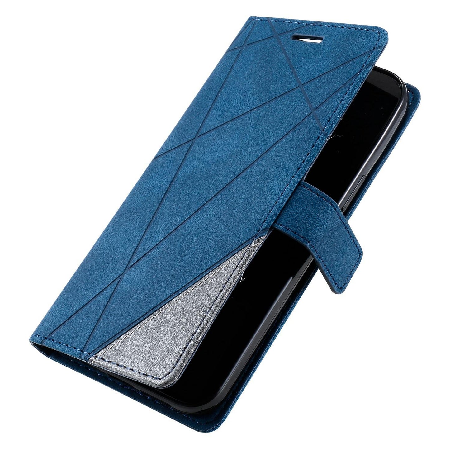 For Honor 600 Smart 5G Skin Feel Splicing Leather Phone Case(Blue)