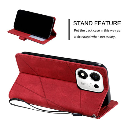 For Honor 600 Smart 5G Skin Feel Splicing Leather Phone Case(Red)