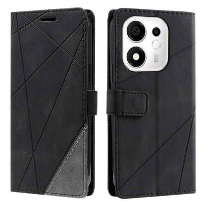 For Honor 600 Smart 5G Skin Feel Splicing Leather Phone Case(Black)