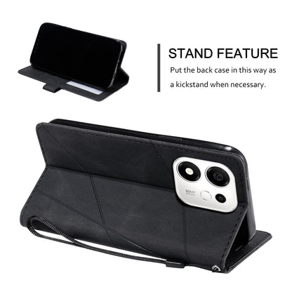 For Honor 600 Smart 5G Skin Feel Splicing Leather Phone Case(Black)