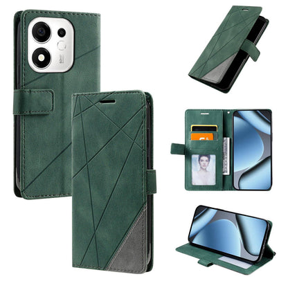 For Honor 600 Smart 5G Skin Feel Splicing Leather Phone Case(Green)