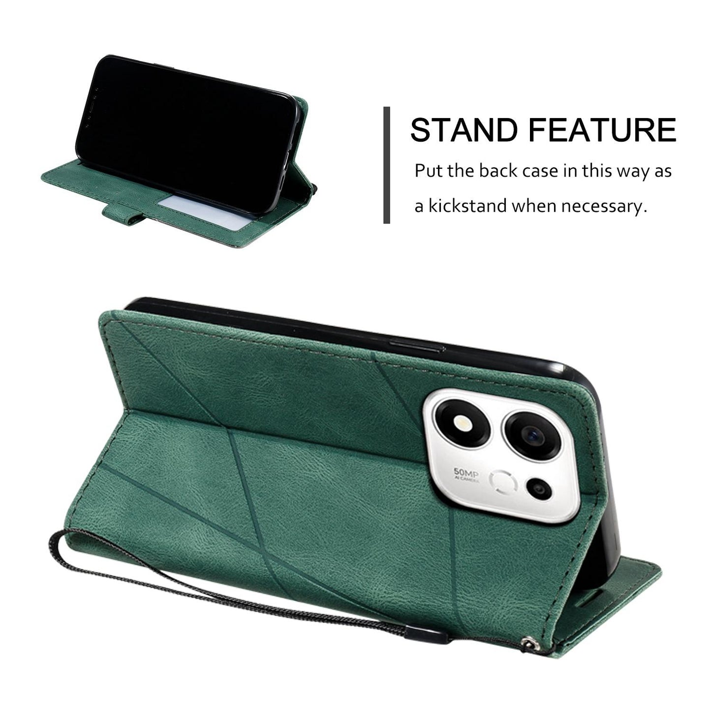 For Honor 600 Smart 5G Skin Feel Splicing Leather Phone Case(Green)