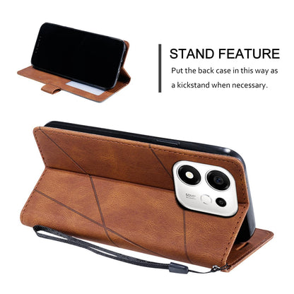 For Honor 600 Smart 5G Skin Feel Splicing Leather Phone Case(Brown)