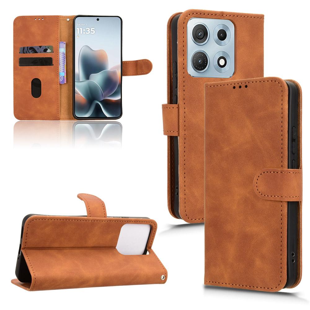 For Motorola Edge 70 Max 5G Skin Feel Magnetic Flip Leather Phone Case(Brown)
