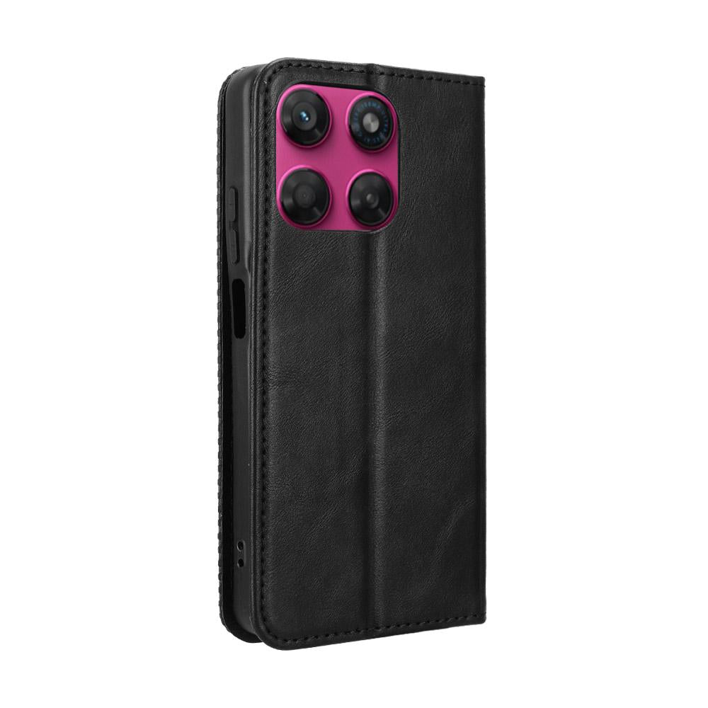 For Motorola Moto G37 / G47 / G37 Power Magnetic Buckle Retro Texture Leather Phone Case - Black - EDA005674142A