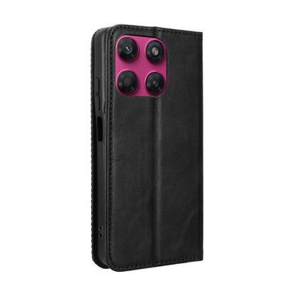 For Motorola Moto G37 / G47 / G37 Power Magnetic Buckle Retro Texture Leather Phone Case - Black - EDA005674142A