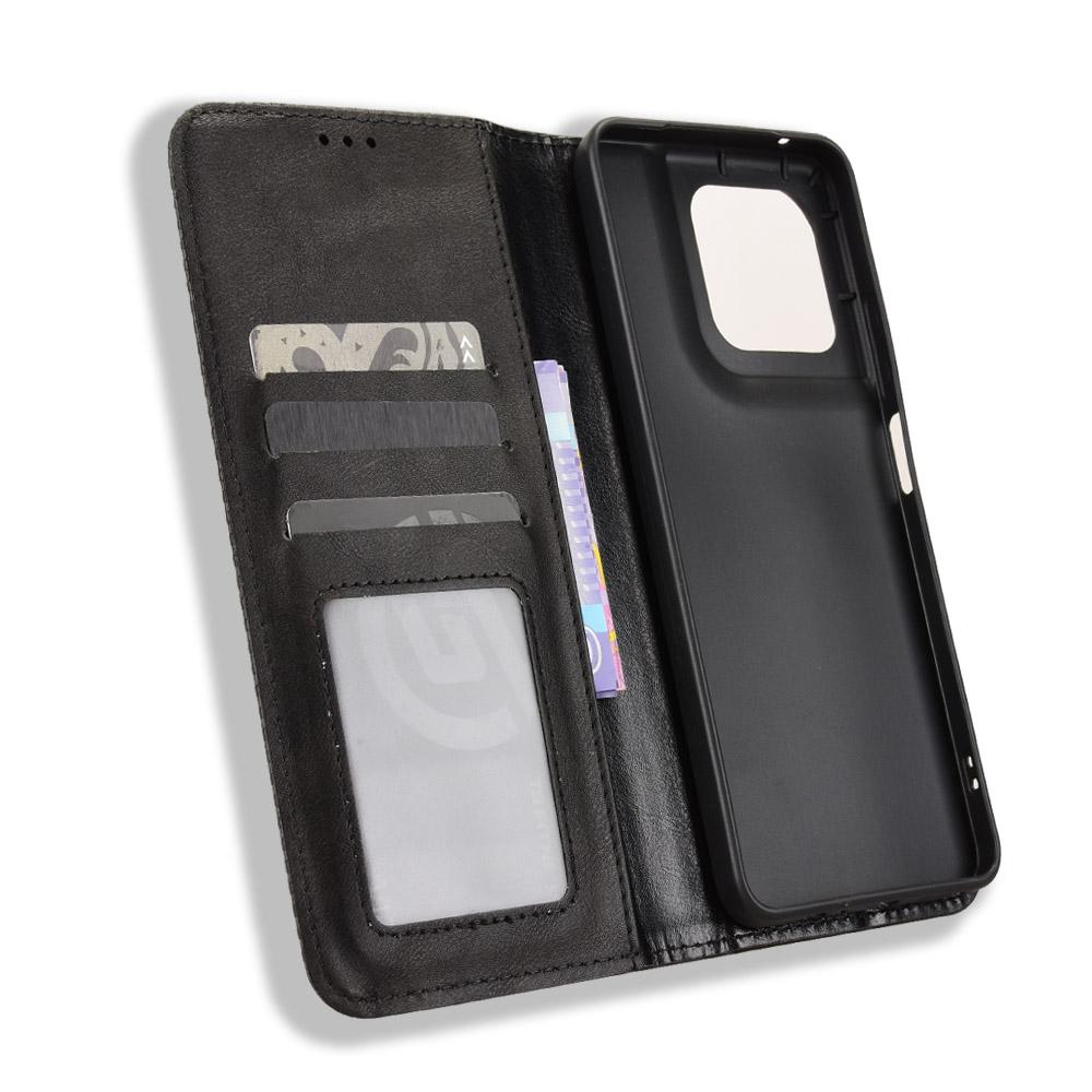 For Motorola Moto G37 / G47 / G37 Power Magnetic Buckle Retro Texture Leather Phone Case - Black - EDA005674142A