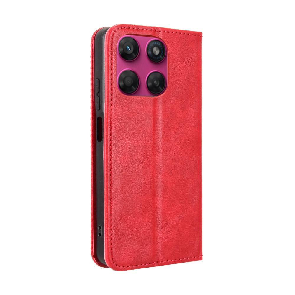 For Motorola Moto G37 / G47 / G37 Power Magnetic Buckle Retro Texture Leather Phone Case - Red - EDA005674142B